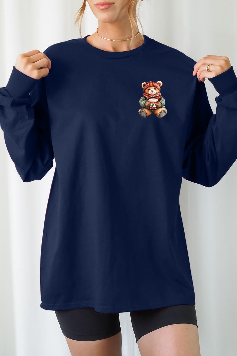UL240-E3175 Christmas bear Graphic Long Sleeve Tee $13.75