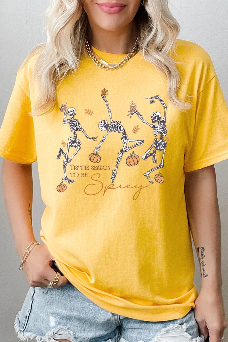 5000P-E3123 Halloween Skeleton Graphic Plus Heavy Cotton Tee $12.75