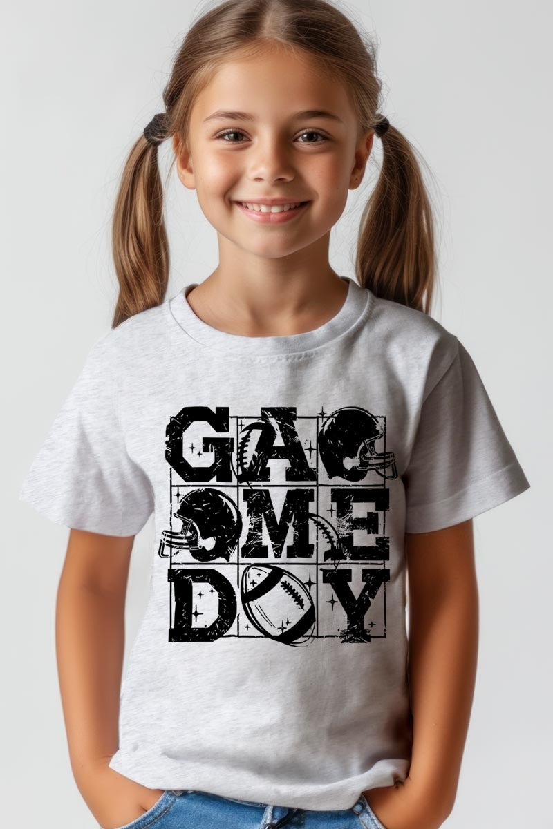 US3001Y-E3073Z Distressed Game Day Kids Graphic Tee $11