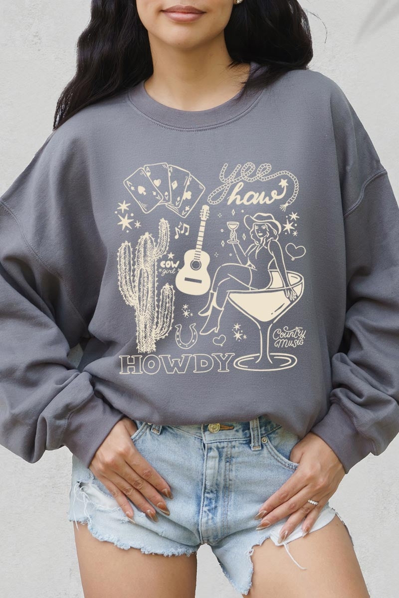 UL180-E3097 Cowgirl Country Music Graphic Sweatshirt $20