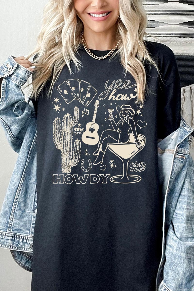 5000-E3097 Cowgirl Country Music Graphic Heavy Cotton Tee $9