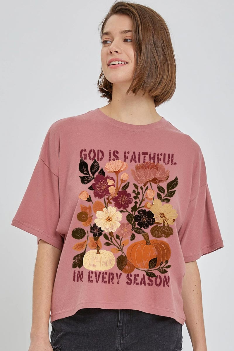 CTS-E3171 Faithful In Every Season Graphic Relaxed Crop Top $11
