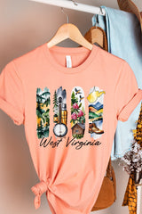 US3001-E3061WV West Virginia State Brushstroke Graphic Tee $12.5