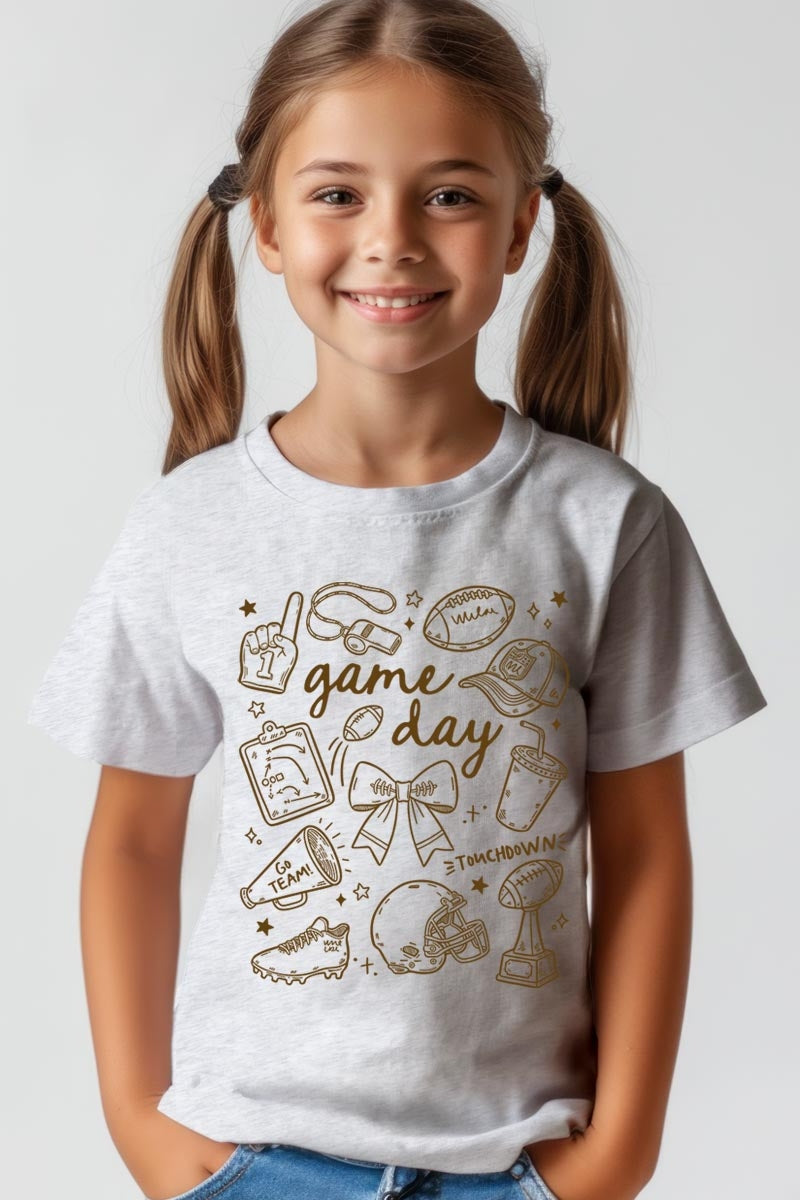 US3001Y-E3081Z Football Doodles Kids Graphic Tee $11