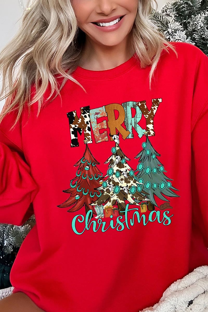 UL180-E3200 Merry Christmas Trees Graphic Sweatshirt $20