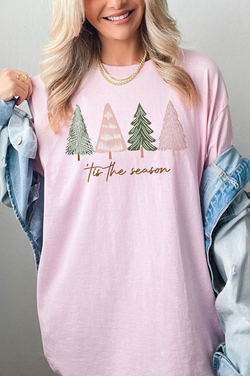 5000P-E3218 Rustic Christmas Trees Graphic Plus Heavy Cotton Tee $12.75
