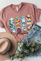 US3001P-E3061ME Maine State Brushstroke Graphic Plus Tee $16