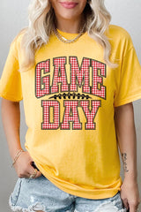 5000-E3126 Red Gingham Game Day Graphic Heavy Cotton Tee $9