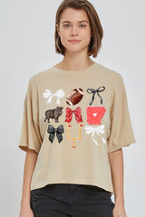 CTS-E3077 Arkansas Football Graphic Relaxed Crop Top $11