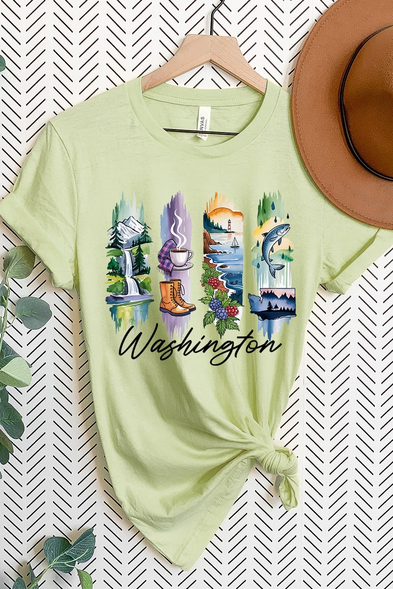 US3001-E3061WA Washington State Brushstroke Graphic Tee $12.5