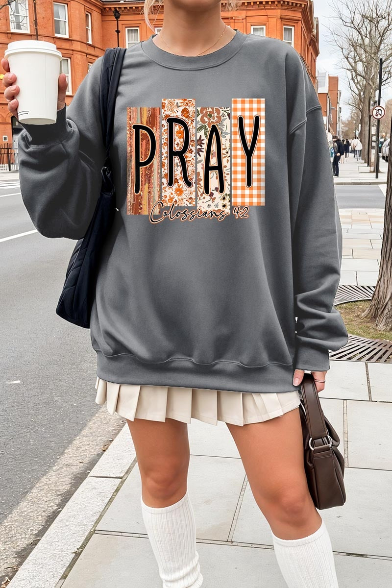 UL180-E3166 Pray Fall Christian Graphic Sweatshirt $20