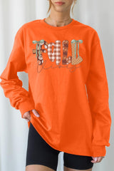 UL240-E3071 Fall Vibes Rustic Script Graphic Long Sleeve Tee $13.75