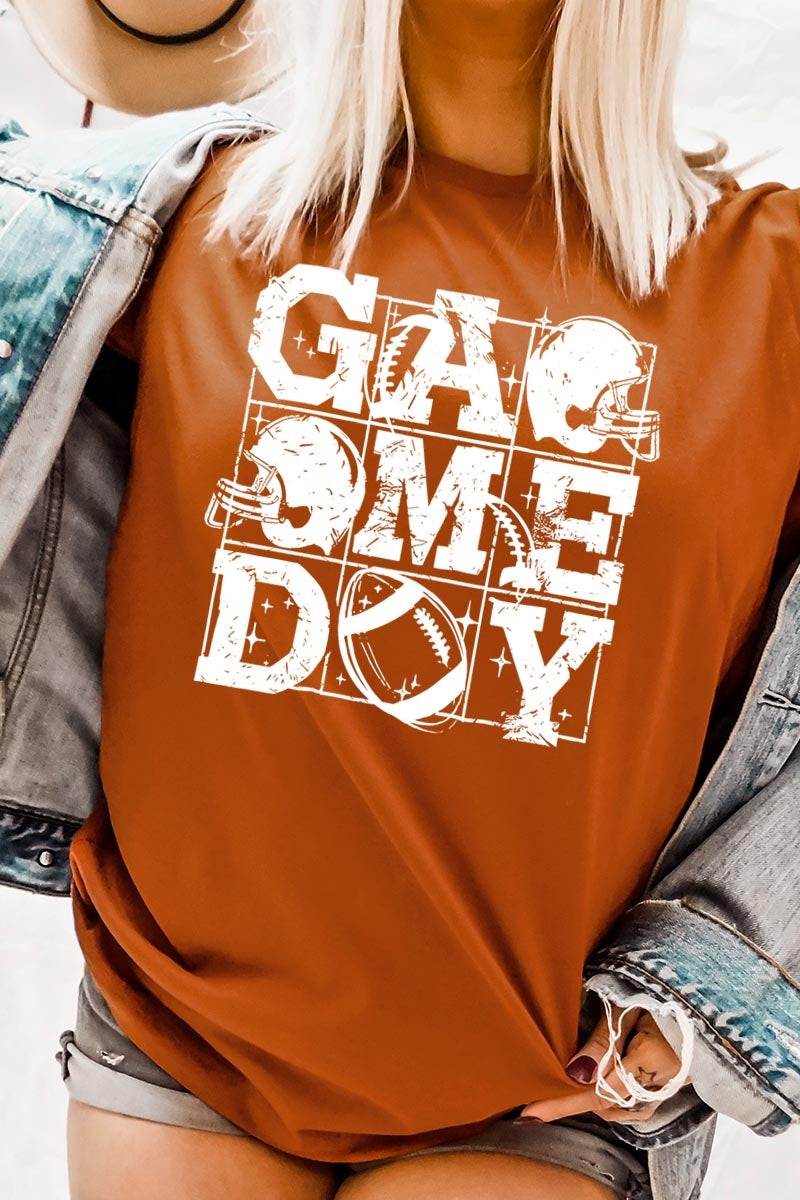 US3001P-E3073 Distressed Game Day Graphic Plus Tee $16
