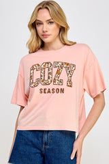 CTS-E3082 Cozy Season Graphic Relaxed Crop Top $11