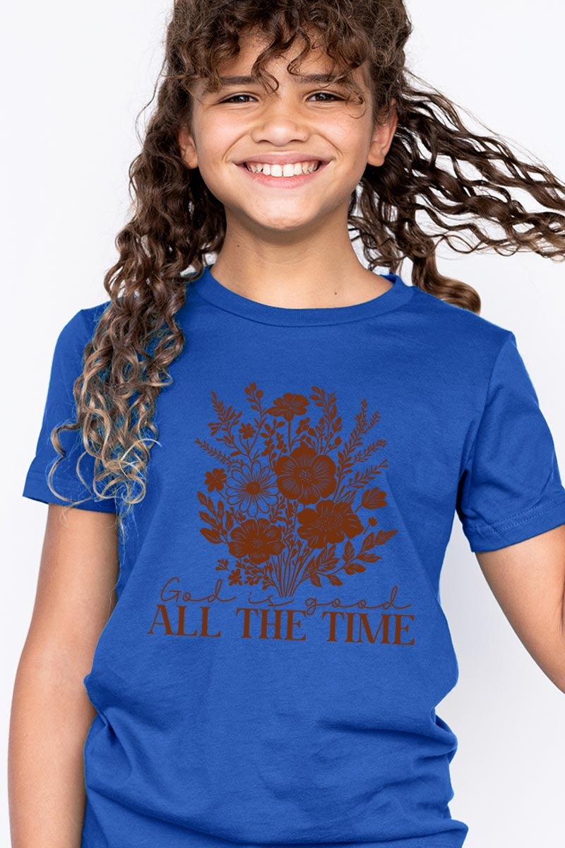 US3001Y-E3116Z God Is Good Floral Kids Graphic Tee $11