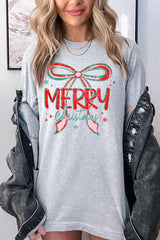 US3001P-E3197 Merry Christmas Bow Graphic Plus Tee $16