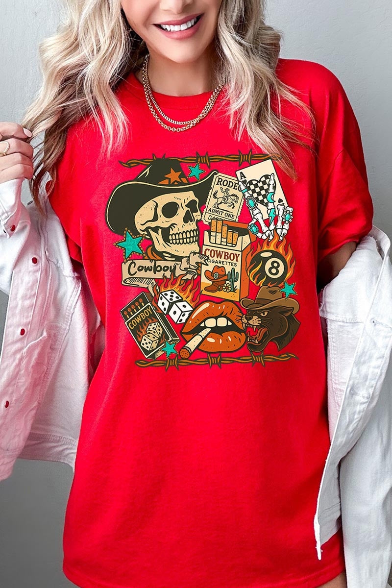 5000-E3096 Vintage Western Collage Graphic Heavy Cotton Tee $9