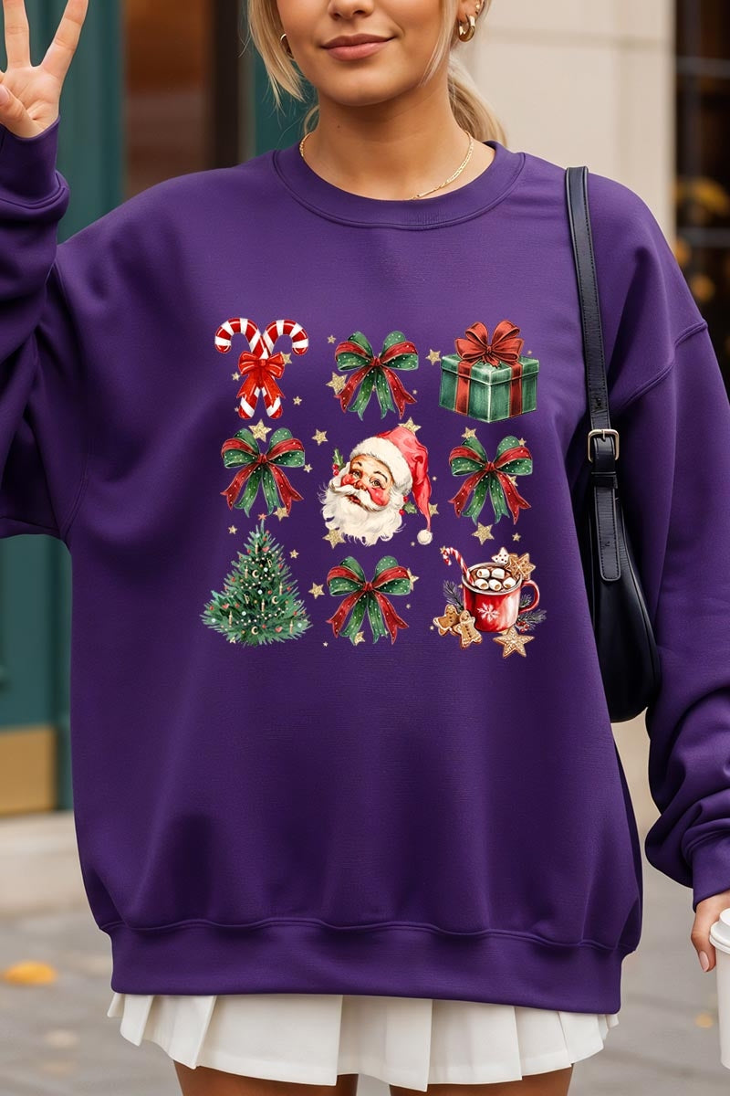 UL180-E3217 Santa Gifts & Bows Christmas Graphic Sweatshirt $20