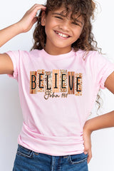 US3001Y-E3167Z Believe Fall Christian Kids Graphic Tee $11