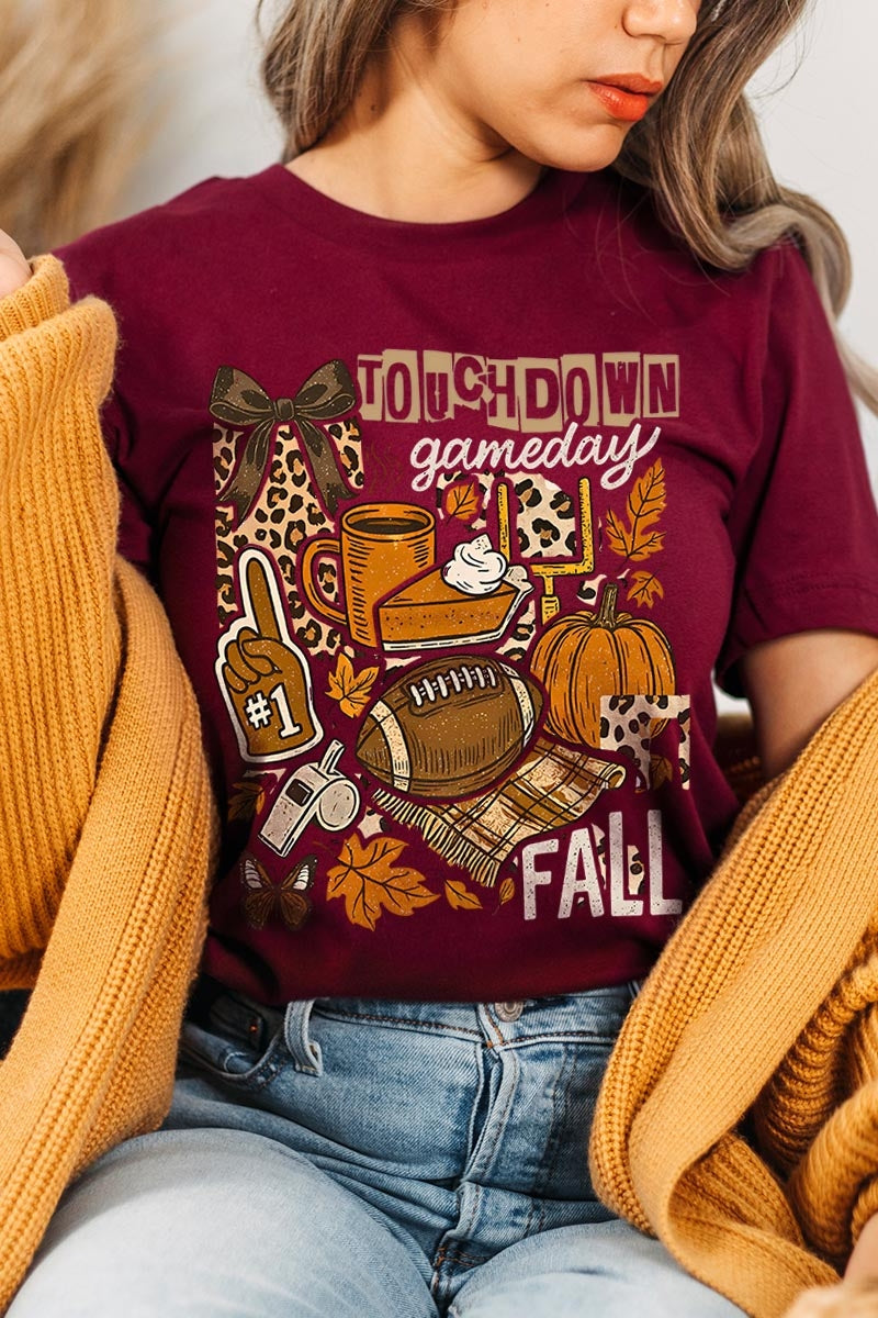 US3001P-E3134 Fall Football Collage Graphic Plus Tee $16