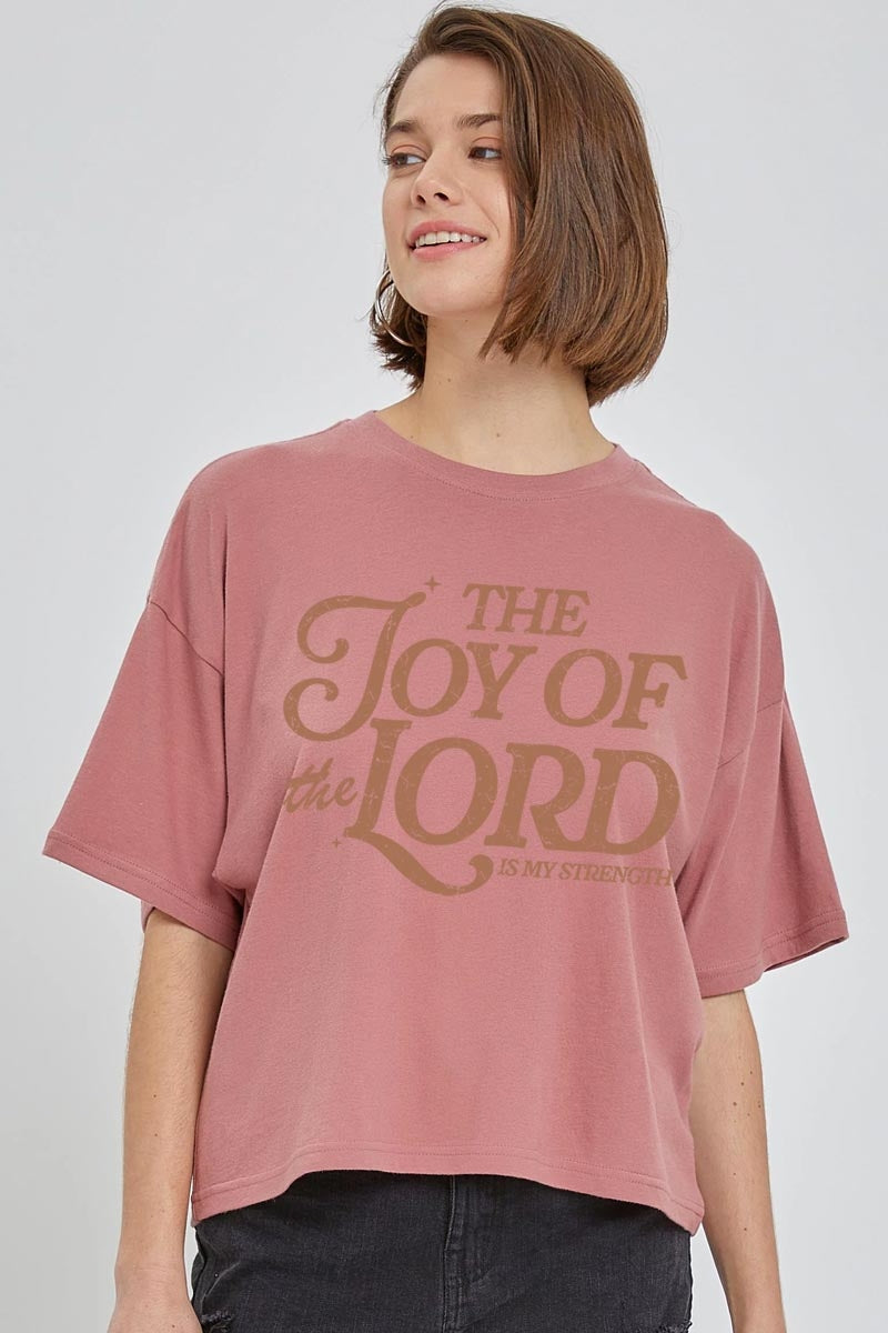 CTS-E3179 Joy of the Lord Graphic Relaxed Crop Top $11