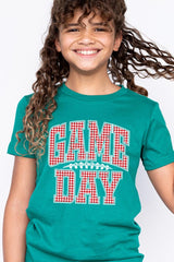 US3001Y-E3126Z Red Gingham Game Day Kids Graphic Tee $11