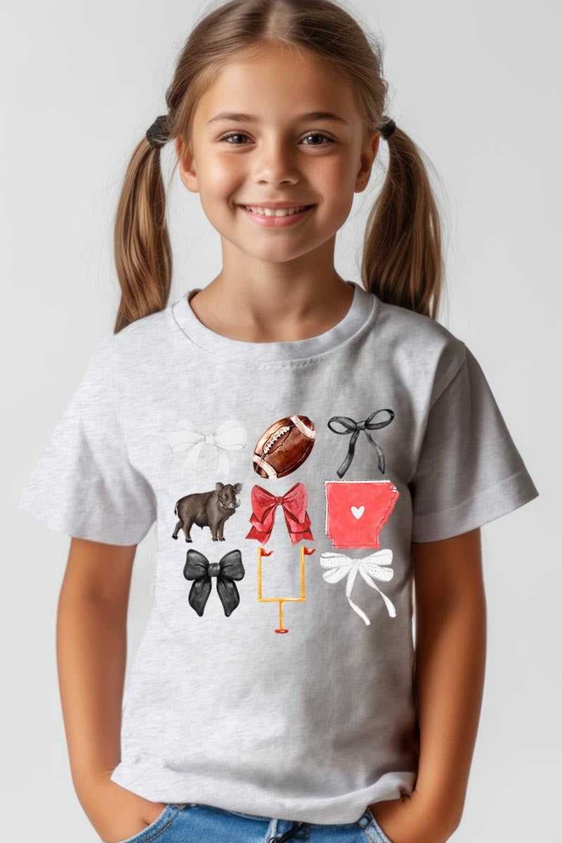 US3001Y-E3077Z Arkansas Football Kids Graphic Tee $11