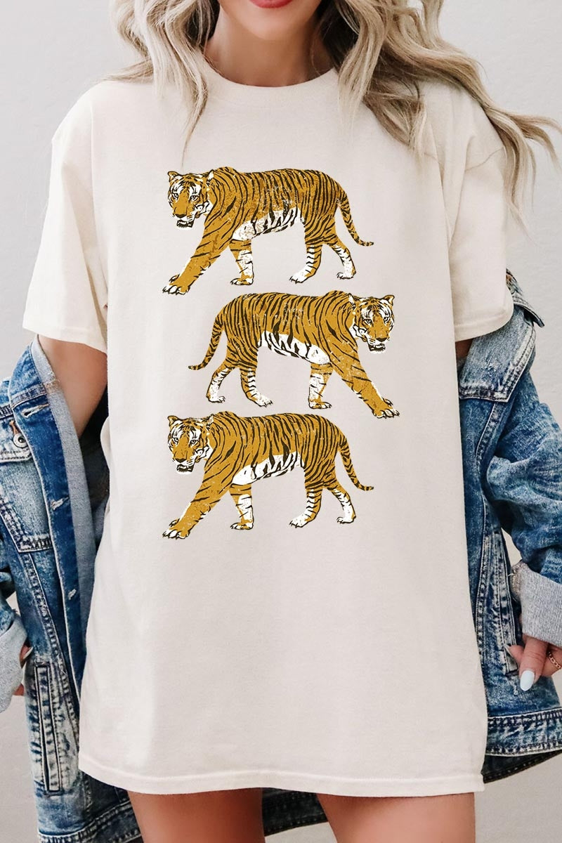 5000-E3104 Retro Tigers Graphic Heavy Cotton Tee $9