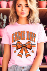US3001P-E3064 Orange Game Day Football Bow Graphic Plus Tee $16