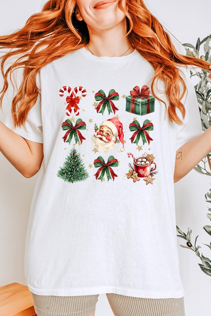 5000-E3217 Santa Gifts & Bows Christmas Graphic Heavy Cotton Tee $9