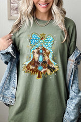 5000-E3184 Turquoise Christmas Tree Graphic Heavy Cotton Tee $9