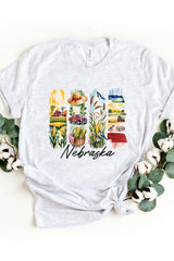 US3001-E3061NE Nebraska State Brushstroke Graphic Tee $12.5