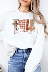 UL180P-E3071 Fall Vibes Rustic Script Graphic Plus Sweatshirt $25