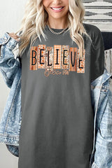 5000-E3167 Believe Fall Christian Graphic Heavy Cotton Tee $9