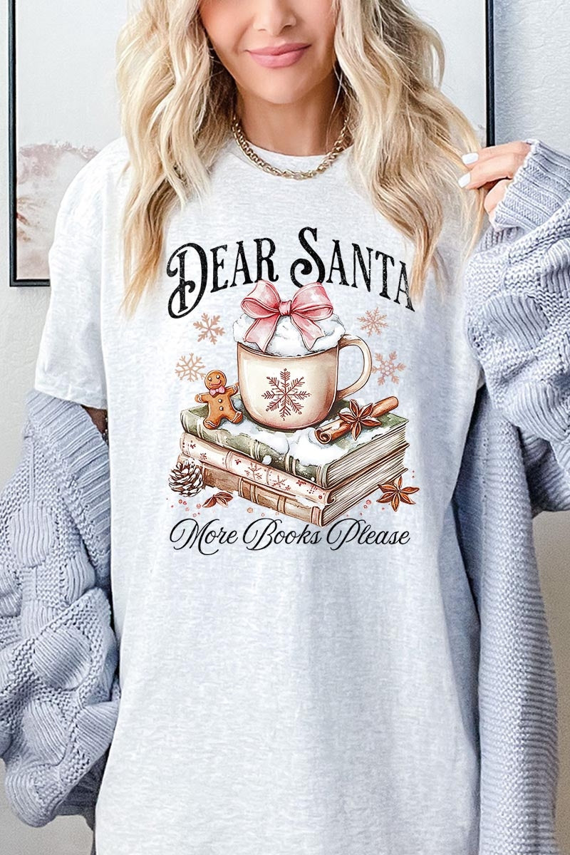 5000P-E3205 Dear Santa Books Graphic Plus Heavy Cotton Tee $12.75