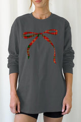 UL240-E3211 Red Bow Christmas Graphic Long Sleeve Tee $13.75