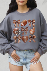 UL180-E3054 Cute Football and Bow Graphic Sweatshirt $20