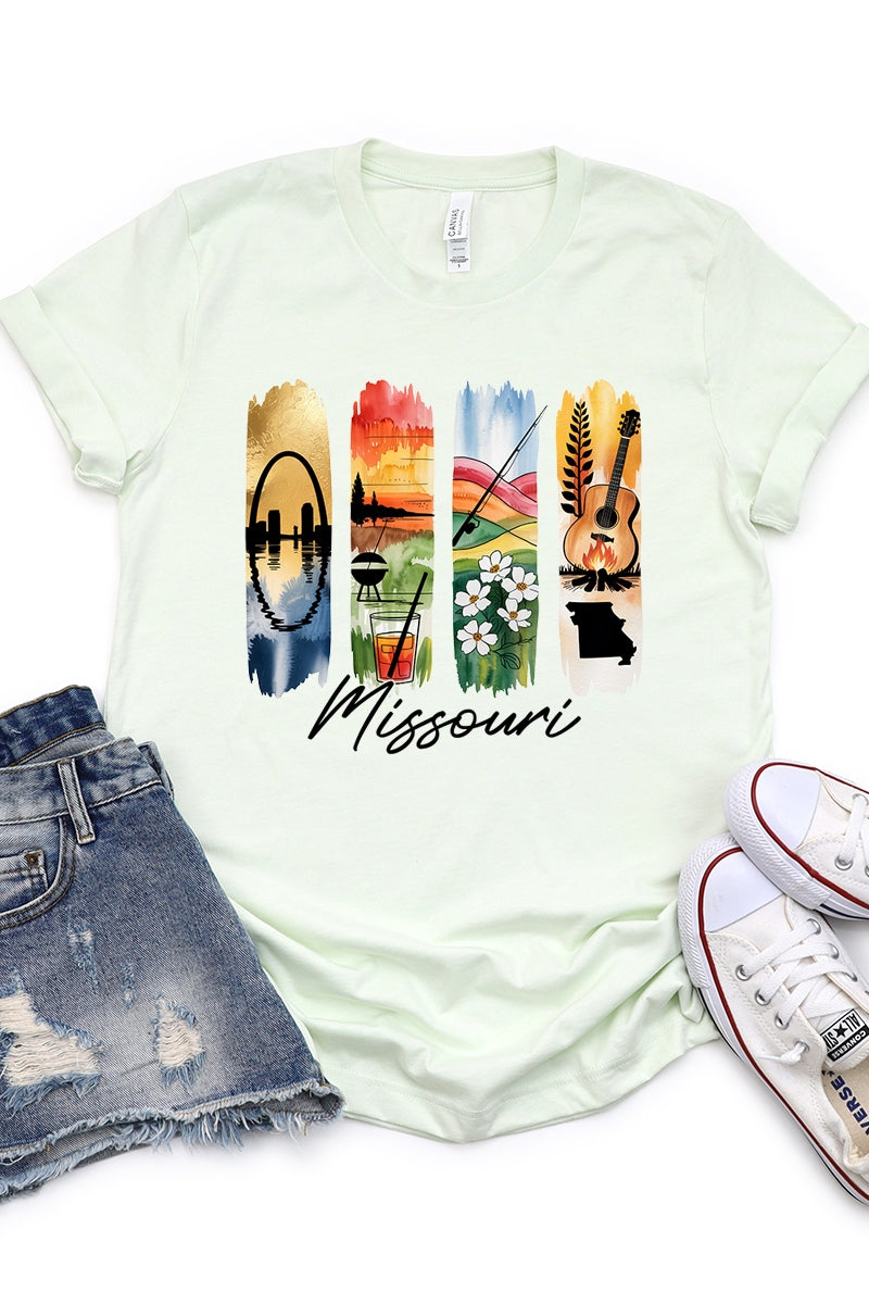 US3001P-E3061MO Missouri State Brushstroke Graphic Plus Tee $16