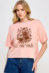 CTS-E3116 God Is Good Floral Graphic Relaxed Crop Top $11