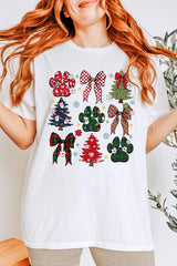 5000-E3195 Christmas Bow Paw Graphic Heavy Cotton Tee $9