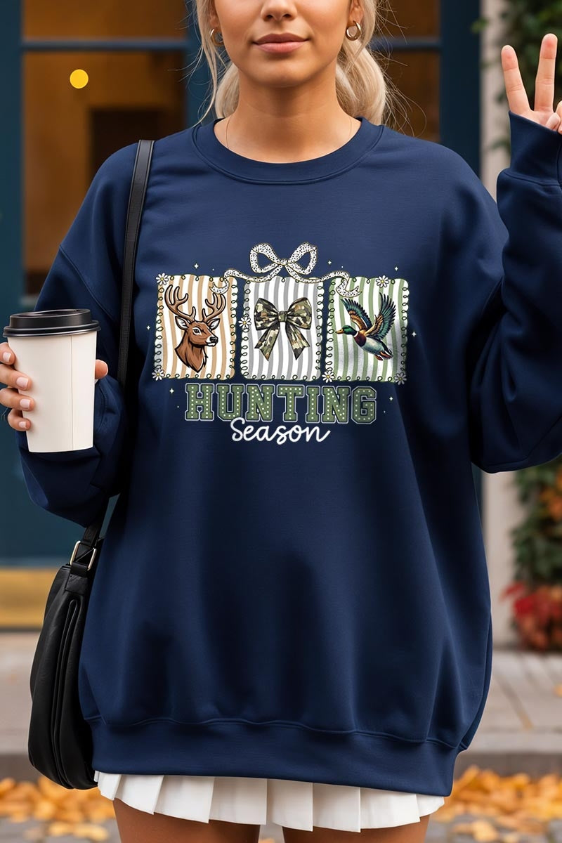 UL180-E3192 Deer & Duck Hunting Season Graphic Sweatshirt $20