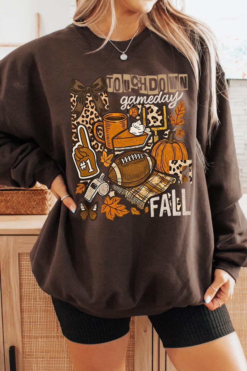 UL180-E3134 Fall Football Collage Graphic Sweatshirt $20
