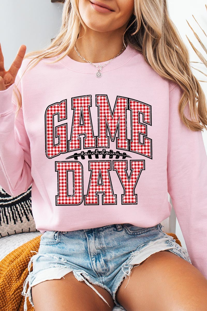 UL180-E3126 Red Gingham Game Day Graphic Sweatshirt $20