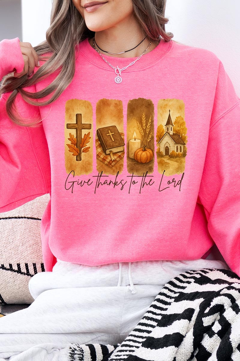 UL180-E3169 Give Thanks To The Lord Graphic Sweatshirt $20