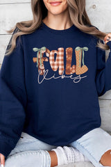 UL180P-E3071 Fall Vibes Rustic Script Graphic Plus Sweatshirt $25
