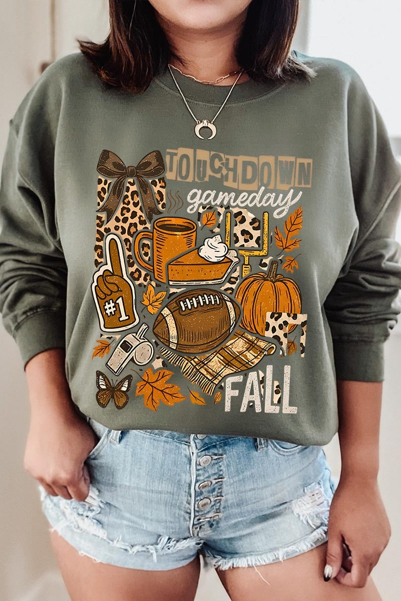 UL180-E3134 Fall Football Collage Graphic Sweatshirt $20