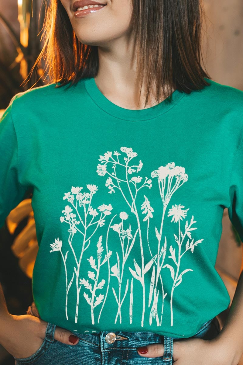 US3001-E3146 Christian Wildflower Graphic Tee $12.5