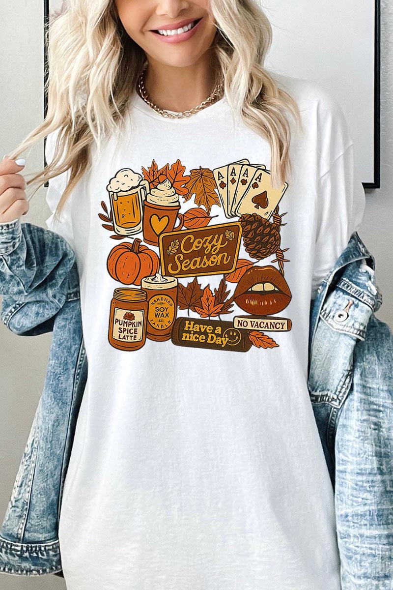 5000-E3119 Retro Fall Collage Graphic Heavy Cotton Tee $9