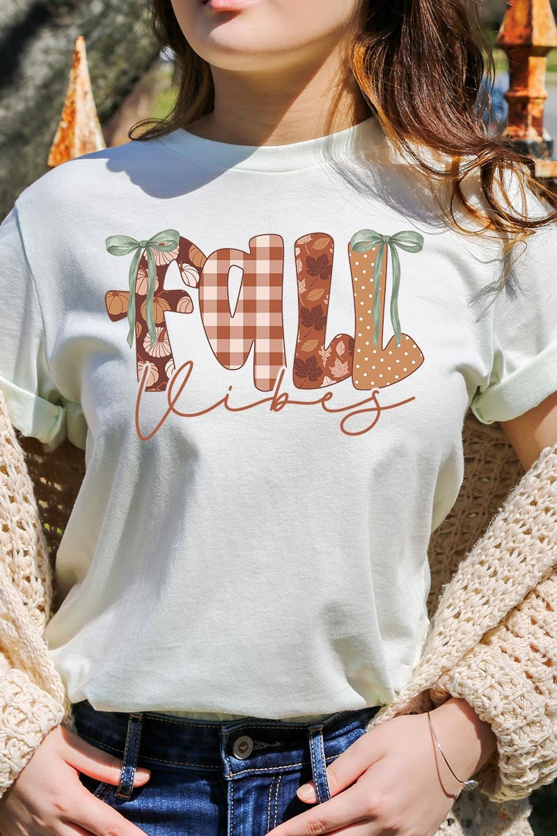 US3001-E3071 Fall Vibes Rustic Script Graphic Tee $12.5