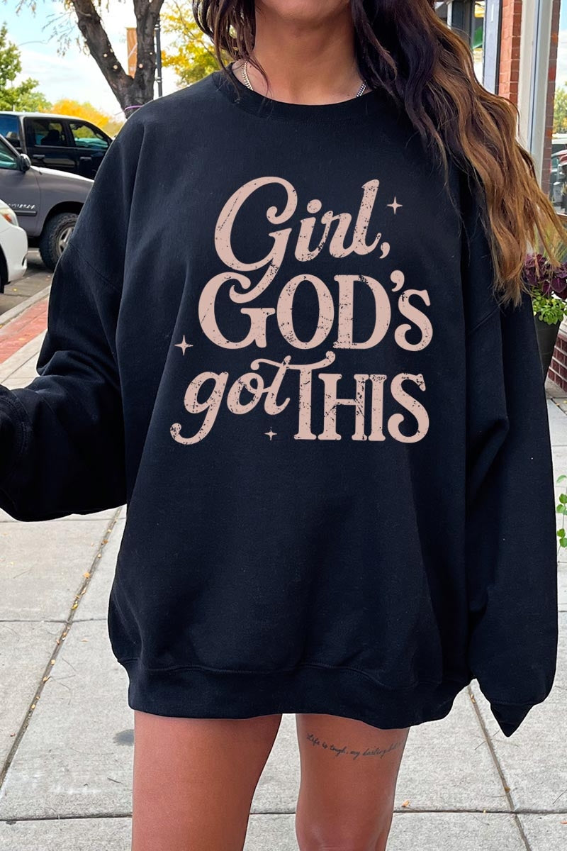 UL180P-E3102 Girl, Godu2019s Got This Graphic Plus Sweatshirt $25